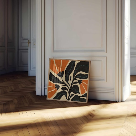 Retro Floral Print: Mid Century Modern Botanical Wall Art, Eclectic Home Decor