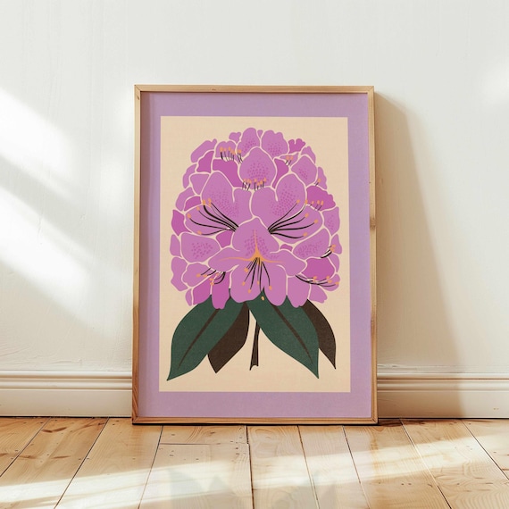 Vintage Floral Print: Retro 70s Botanical Wall Art, Colorful Mid Century Modern Decor