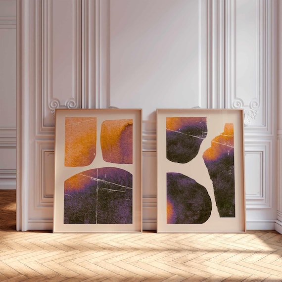 Mid Century Modern Print Set: Abstract Geometric Wall Art, Contemporary Home Decor