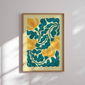 Lovely Retro Flower Poster, Matisse Wall Art, 70s Floral Artwork, Funky Wall Art, 70s Decor, Retro Wall Art, Matisse Print, Printed Art