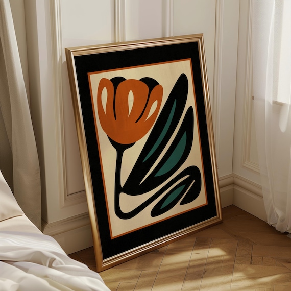 Mid Century Floral Print — Retro Botanical Wall Art, Vintage Inspired Decor