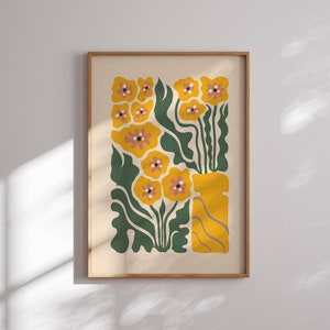 Lovely Retro Flower Print, Matisse Wall Art, 70s Floral Artwork, Funky Wall Art, 70s Decor, Retro Wall Art, Matisse Print, Printed Art