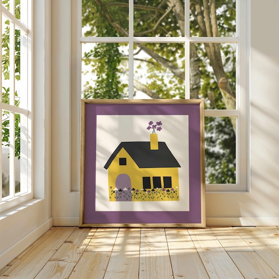 Nonbinary House Pride Art Print: Subtle Enby Flag Colors, Minimalist LGBTQ+ Wall Decor