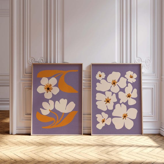 Matisse Style Floral Print Set: Retro 70s MCM Wall Art