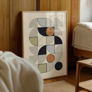 Stampa geometrica moderna di metà secolo - Arte astratta Bauhaus, arredamento scandinavo