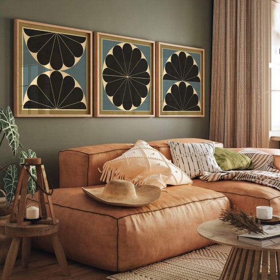 Mid Century Modern Floral Art Prints: Abstract Retro Gallery Wall Set