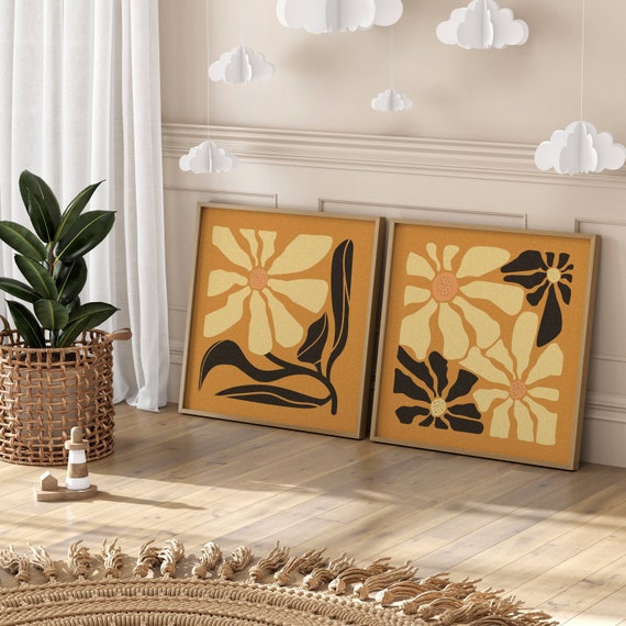 Aesthetic Retro Wall Art, Set Of 2 Pieces, 70s Wall Art, Matisse Prints, Funky Wall Art, 70s Decor, Mid Century Modern Art, Mcm Wall Art