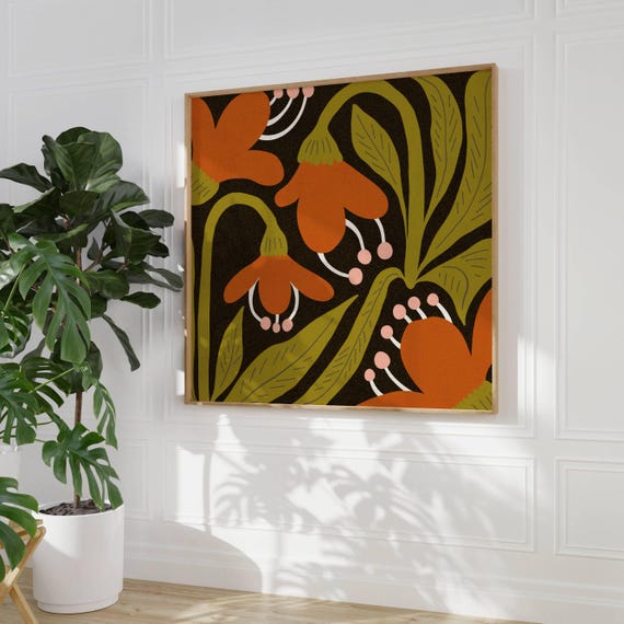 Groovy 70s Flower Poster, Retro Wall Art, Mid Century Modern Wall Art, 1970s Decor, Vintage Wall Decor, 60s Wall Art, Funky, 70s Inspired