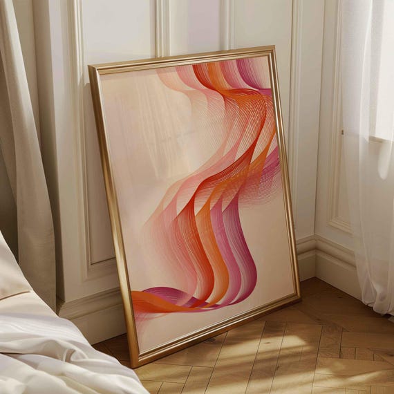 Lesbian Pride Flag Art Print: Abstract LGBTQ+ Wall Art, Minimalist Queer Decor