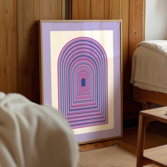 Bi Pride Wall Art, Subtle LGBTQ+ Decor, Queer Art Print, Pastel Geometric Poster