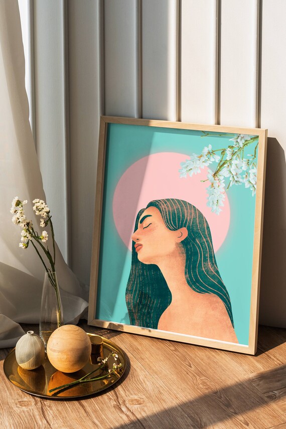 Aesthetic Feminine Poster, Female Figure Art, Pastel Pink Poster, Apartment Decor Aesthetic, Girly Wall Art, Digital Download