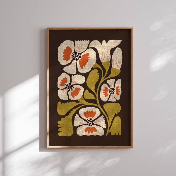 Precioso cartel de flores de los años 70, impresión de arte Matisse, arte de pared de los años 70, arte de pared funky, estampado floral retro, decoración de los años 70, arte de pared groovy, arte de pared retro