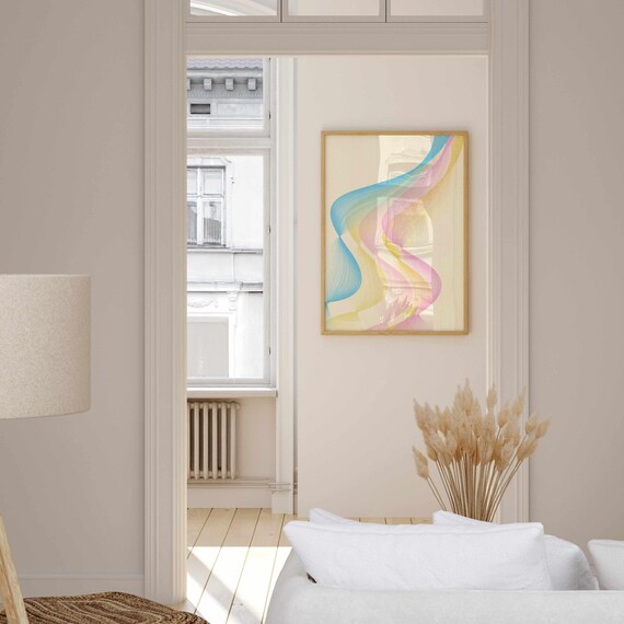 Subtle Pan Pride Wall Art – Abstract LGBTQ+ Print in Pan Flag Colors, Minimalist Queer Decor, Unique Gift for Pansexual Friends or Self
