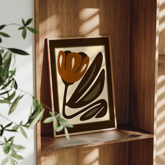 Mid Century Floral Print — Retro Botanical Wall Art, Vintage Decor