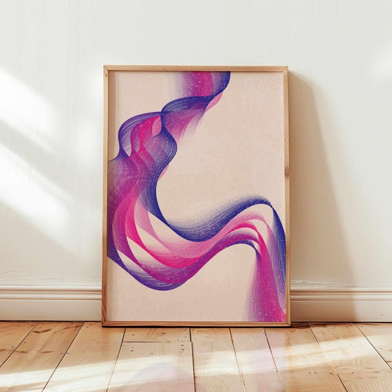 Bi Pride Wall Art: Subtle LGBTQ+ Decor, Abstract Geometric Print