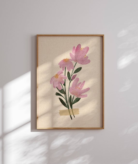 Vintage Style Flower Print, Wildflower Wall Art, Vintage Poster, Watercolor Floral Wall Art, Botanical Prints, Flower Market Print