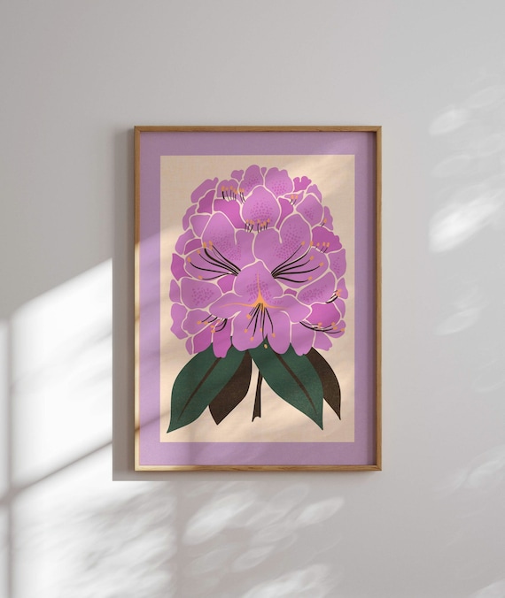 Lovely Vintage Style Floral Print, Aesthetic 70s Decor, Retro Flower Poster, Eclectic, 60s Wall Decor, Retro Wall Art, Mid Century Art