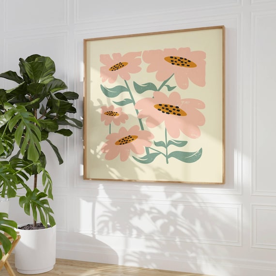 Lovely 70s Flower Poster, Matisse Print, 70s Wall Art, Mid Century Modern Print, Floral Wall Art, Retro Wall Art, Mcm Art, Nursery Decor