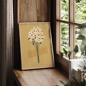 Vintage Floral Print: Rustic Wildflower Wall Art, Neutral Retro Botanical Poster image 4