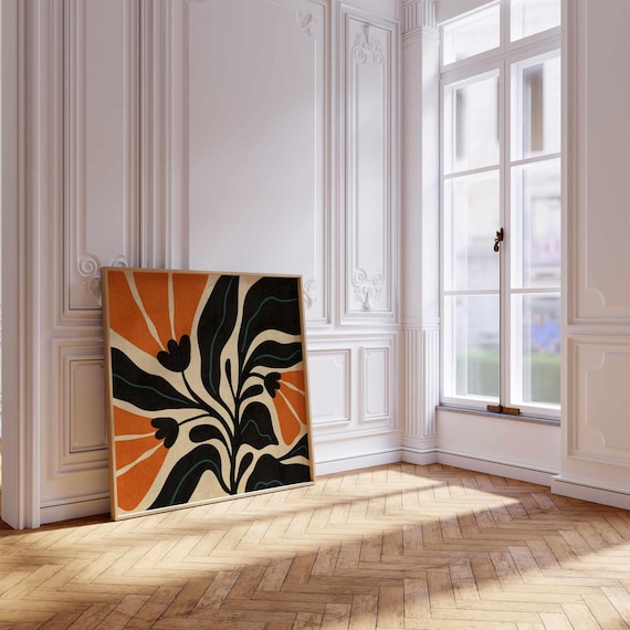 Retro Floral Print: Mid Century Modern Botanical Wall Art, Eclectic Home Decor