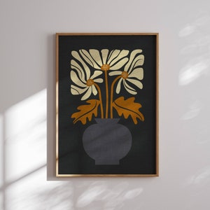 Bella stampa floreale retrò, poster di Matisse, arte murale anni '70, arte murale funky, moderno di metà secolo, arte retrò, arredamento anni '70, botanico, arte murale nera