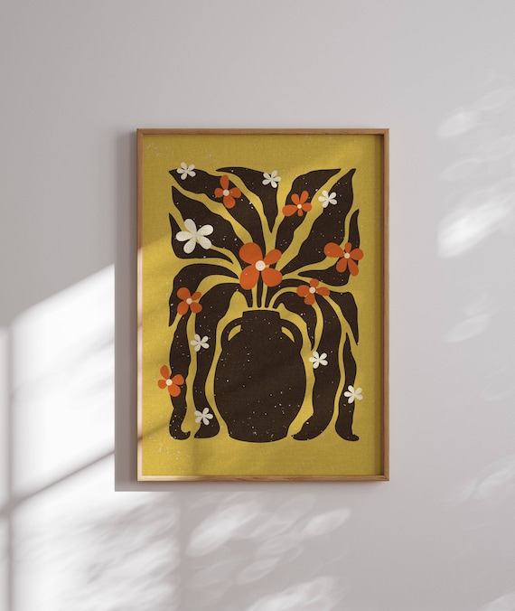 Groovy 70s Flower Poster, Matisse Art Print, 70s Wall Art, Retro Floral Print, 70s Decor, Retro Wall Art, Mid Century Modern, 60s Wall Decor