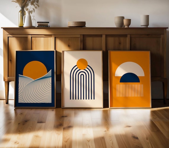 Mid Century Modern Wall Art, Set Of 3 Prints, Gallery Wall Set, Bauhaus Wall Art, Abstract Wall Decor, Geometric Poster, Mcm Wall Art