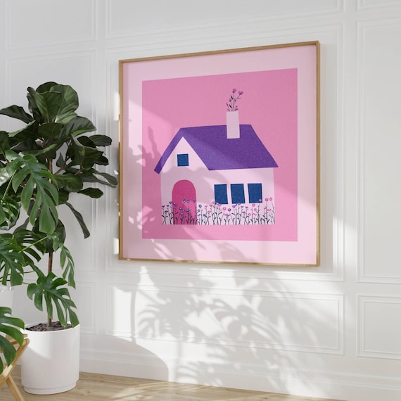 Cute and Subtle Bi Pride Wall Art – Cozy LGBTQ+ Art Print in Bi Flag Colors, Minimalist Queer Decor, Unique Gift for Bisexual Loved Ones