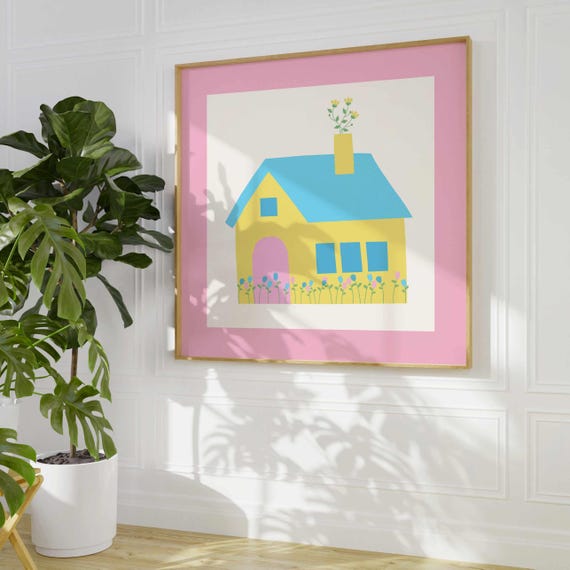 Cute and Subtle Pan Pride Wall Art – Cozy LGBTQ+ Print in Pan Flag Colors, Minimalist Queer Decor, Unique Gift for Pansexual Friends or Self