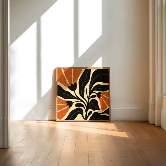 Mid Century Floral Print: Retro Botanical Wall Art, Scandinavian Style Decor
