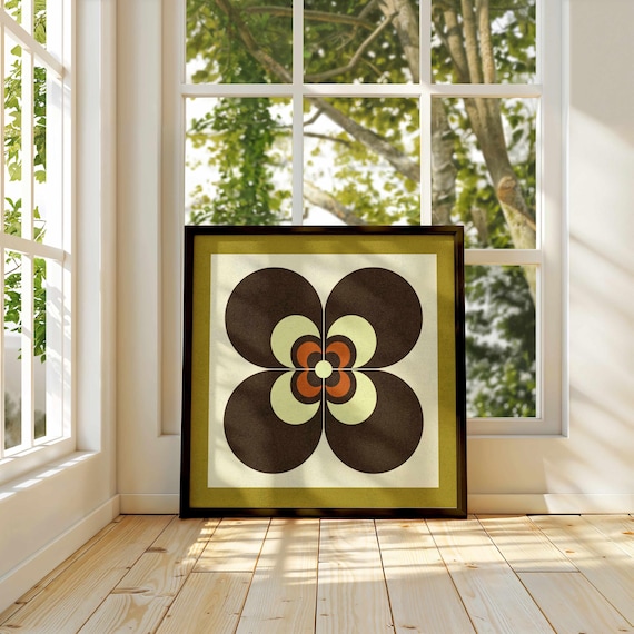 Groovy 70s Floral Print: Retro Botanical Art, Mid-Century Modern Wall Decor