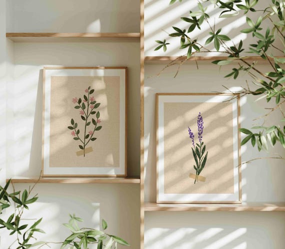 Vintage Botanical Print Set: Rustic Cottagecore Wall Art, French Country Decor