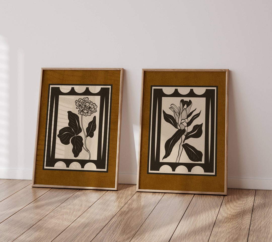 Vintage Style Botanical Prints, Flower Print Set, Apartment Decor ...