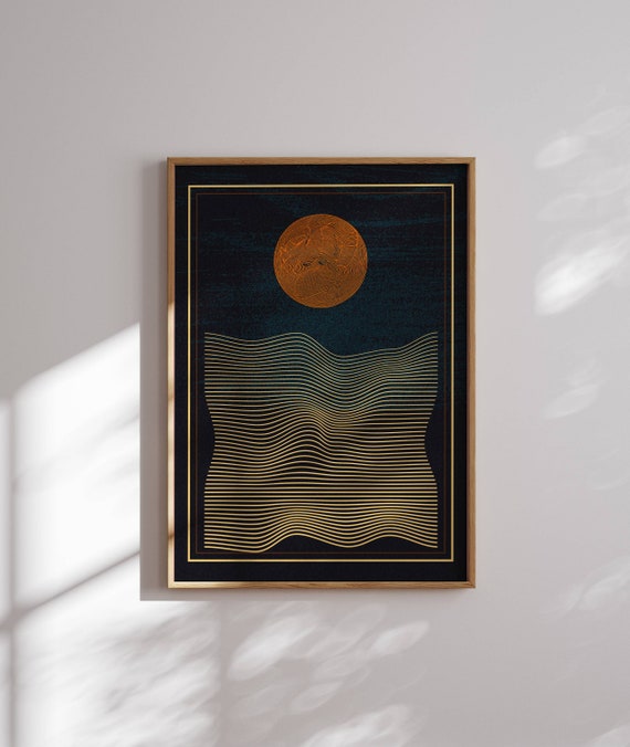 Aesthetic Landscape Print, Mid Century Modern Wall Art, Japandi, Abstract Wall Decor, Coastal Wall Art, Minimalist Art, Geometric Poster