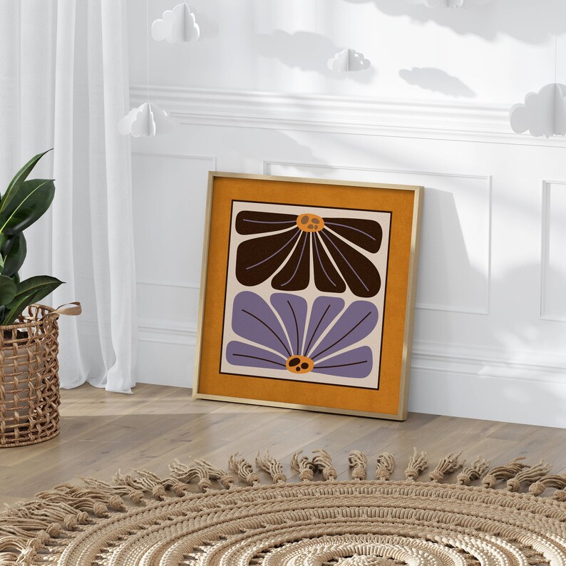 Groovy 70s Flower Print Set, 70s Wall Art, Matisse Art Prints, Funky