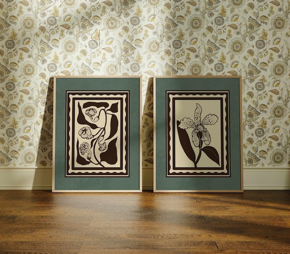 Vintage Botanical Print Set: Cottagecore Floral Wall Art, Rustic Home Decor