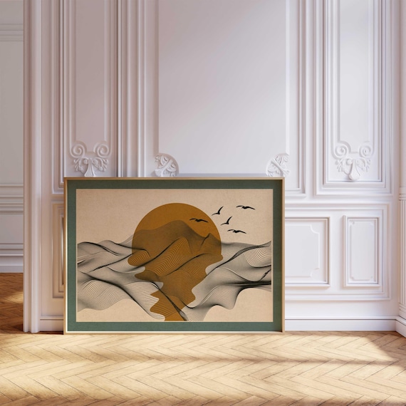 Minimalist Landscape Art Print — Japandi Nature Wall Art, Scandinavian Decor