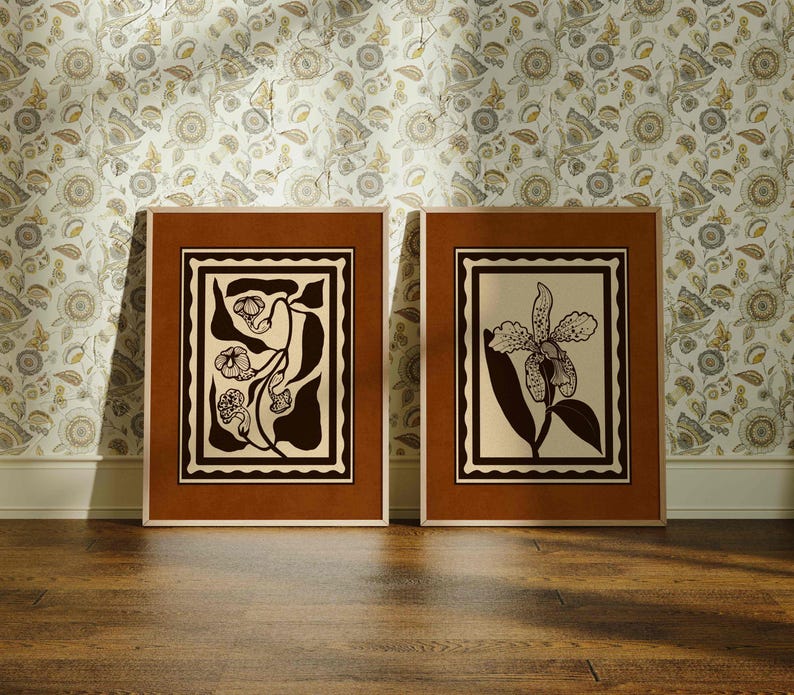 Vintage Botanical Print Set: Rustic Floral Wall Art, French Country ...