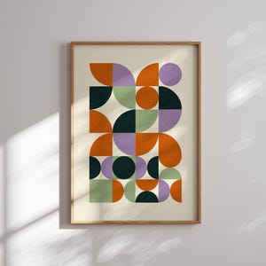 Stampa artistica Bauhaus, arte murale moderna di metà secolo, poster geometrico, arte murale anni '70, astratta, arte murale funky, stampe retrò, arte murale Mcm