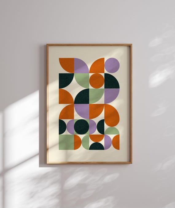 Bauhaus Art Print, Mid Century Modern Wall Art, Geometric Poster, 70s Wall Art, Abstract, Funky Wall Art, Retro Prints, Mcm Wall Art