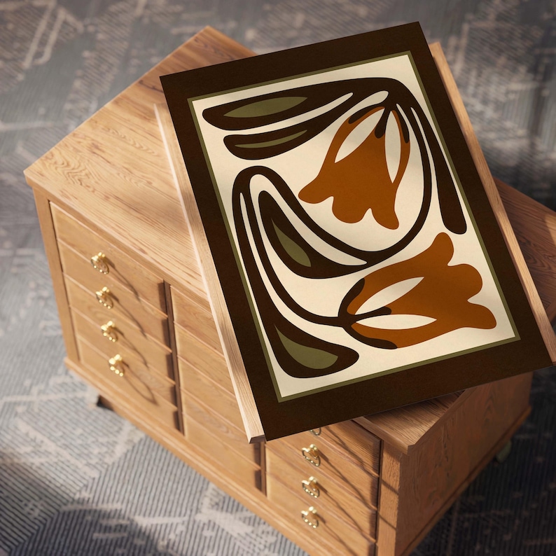 Retro Floral Print — Scandinavian Botanical Wall Art, Mid Century Modern Decor image 15