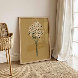 Vintage Floral Print: Rustic Wildflower Wall Art, Neutral Retro Botanical Poster image 9