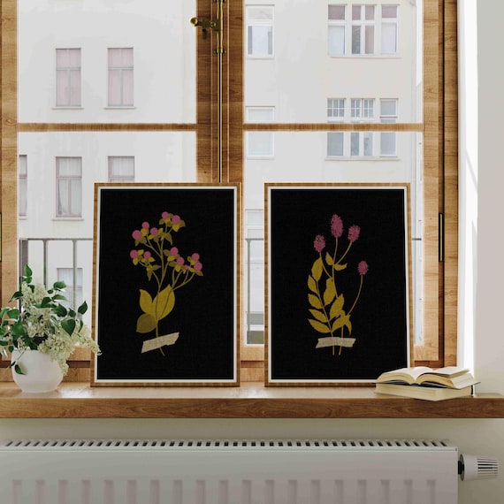 Vintage Wildflower Print Set: Moody Cottagecore Botanical Art