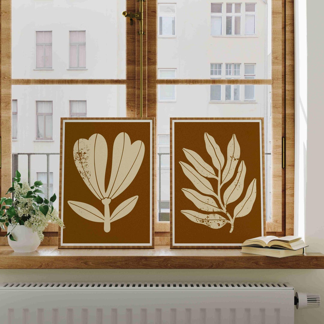 Botanical Print Set: Minimalist Floral Wall Art, Modern Boho Decor - Etsy