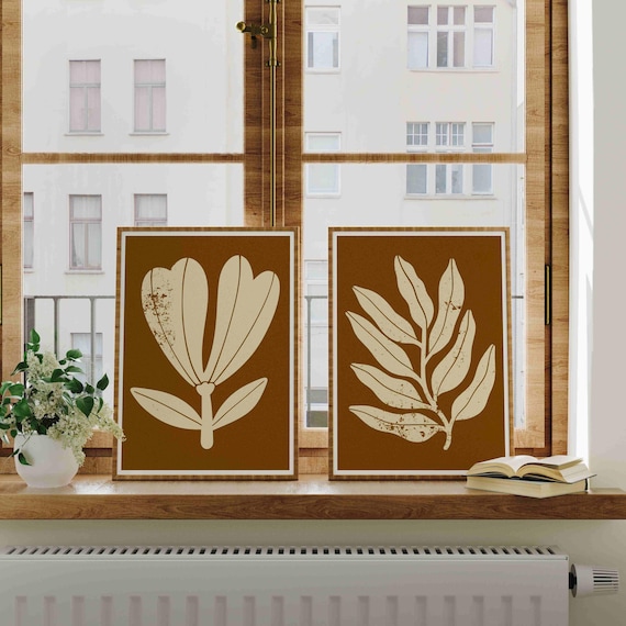 Botanical Print Set: Minimalist Plant Wall Art, Vintage Boho Decor