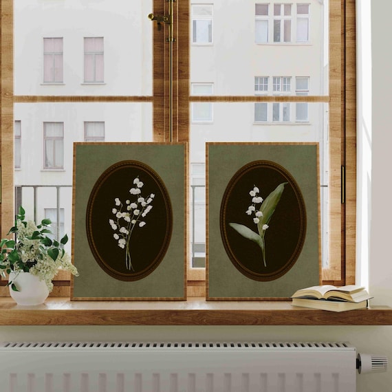 Vintage Lily of the Valley Print Set: Cottagecore Floral Wall Art, Rustic Home Decor