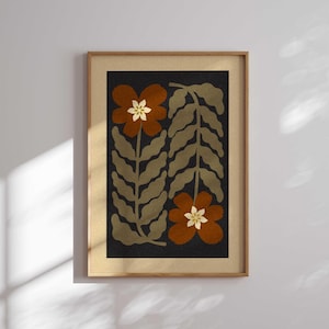 Stampa floreale retrò estetica, arte moderna di metà secolo, arte murale floreale retrò, stampa di Matisse, arredamento anni '70, arte murale colorata, MCM Art