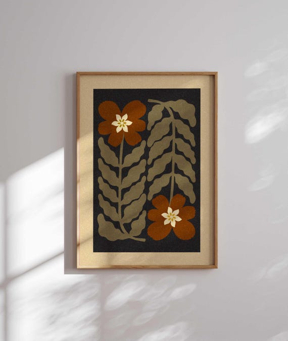 Aesthetic Retro Floral Print, Mid Century Modern Art, Retro Flower Wall Art, Matisse Print, Groovy 70s Decor, Colorful Wall Art, Mcm Art