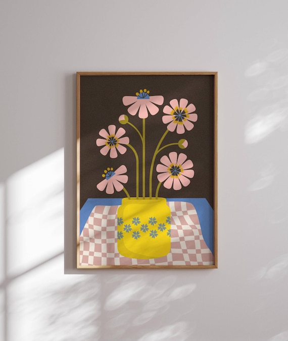 Lovely 70s Flower Poster, Matisse Print, 70s Wall Art, Retro Wall Decor, Floral Wall Art, 70s Decor, Abstract Art Prints, Mid Century Modern