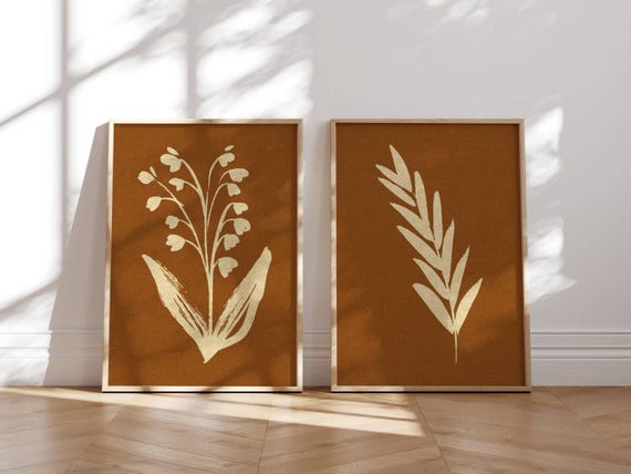 Vintage Style Floral Wall Art, Set Of 2 Prints, Botanical Prints, Vintage Posters, Gallery Wall Set, Neutral Wall Art, Cottagecore Decor